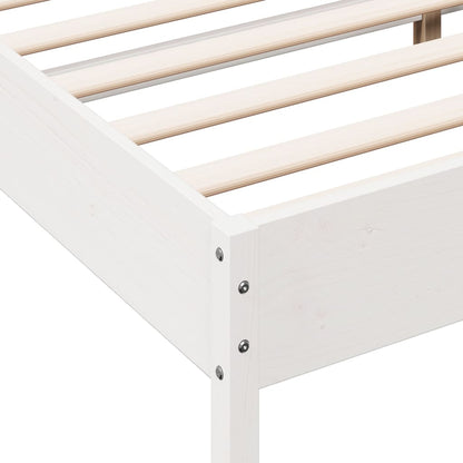 vidaXL Bed Frame | White | Solid pine wood, Plywood | 140x190 cm | Modern
