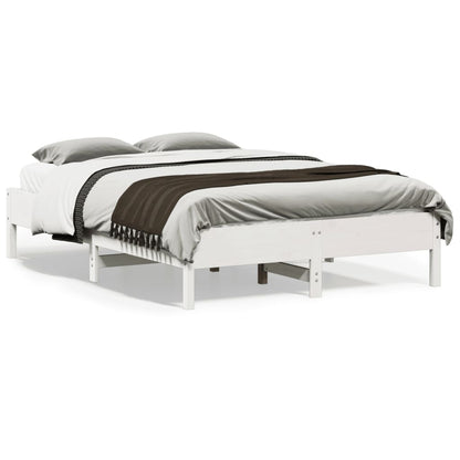 vidaXL Bed Frame | White | Solid pine wood, Plywood | 140x190 cm | Modern