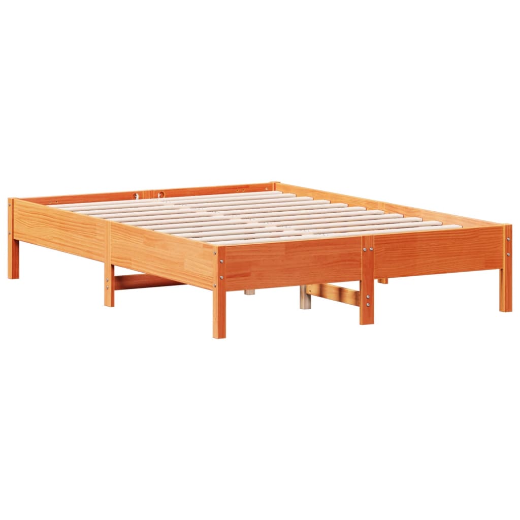 vidaXL Bed Frame | Wax brown | Solid pine wood, Plywood | Double | Durable
