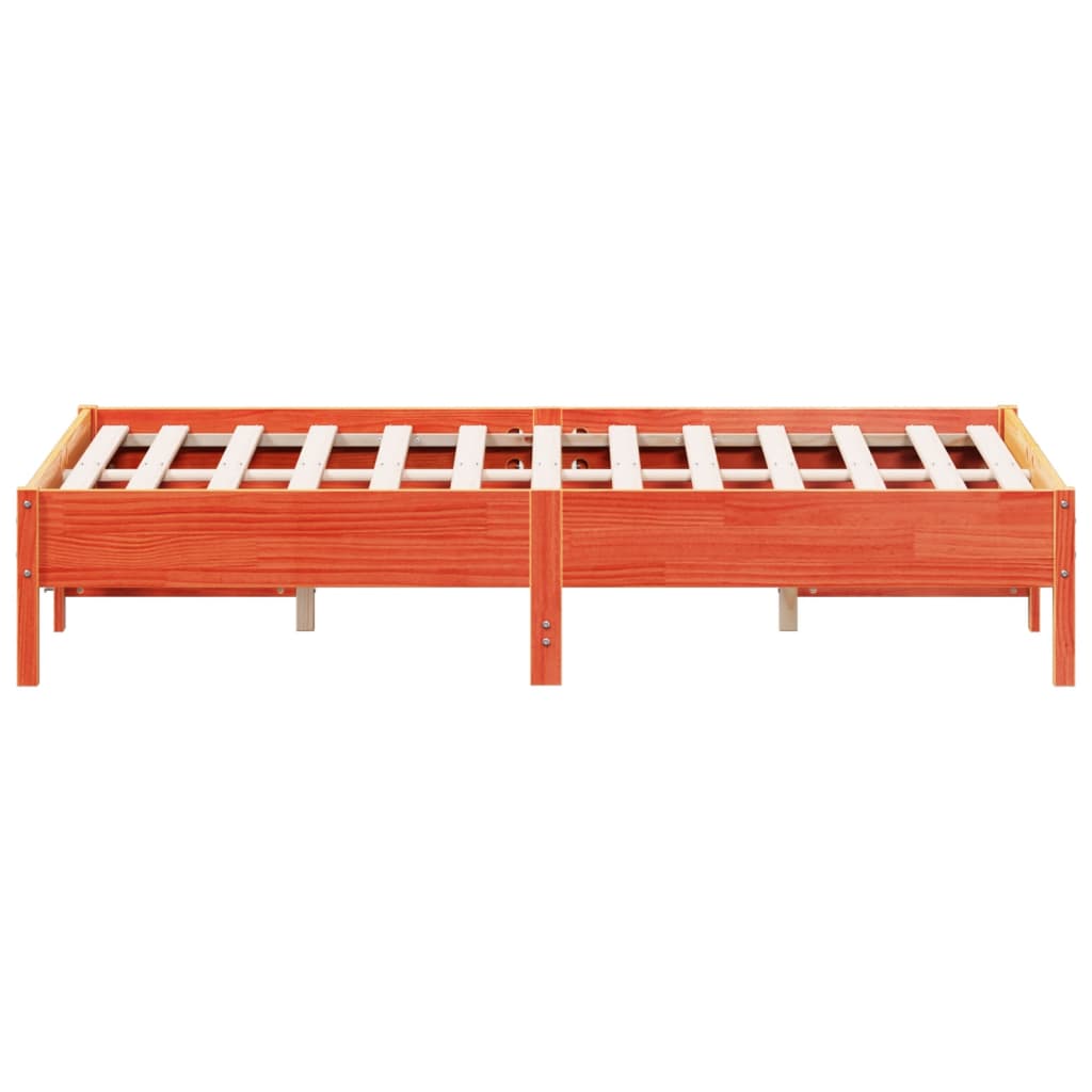 vidaXL Bed Frame | Wax brown | Solid pine wood, Plywood | Double | Durable