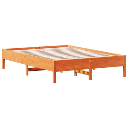 vidaXL Bed Frame | Wax brown | Solid pine wood, Plywood | Small Double | Modern