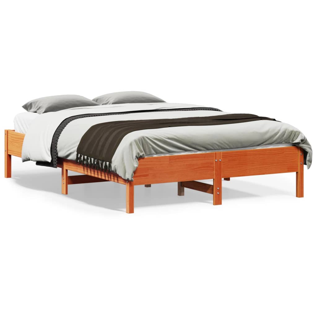 vidaXL Bed Frame | Wax brown | Solid pine wood, Plywood | Small Double | Modern