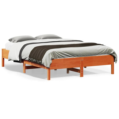 vidaXL Bed Frame | Wax brown | Solid pine wood, Plywood | Small Double | Modern