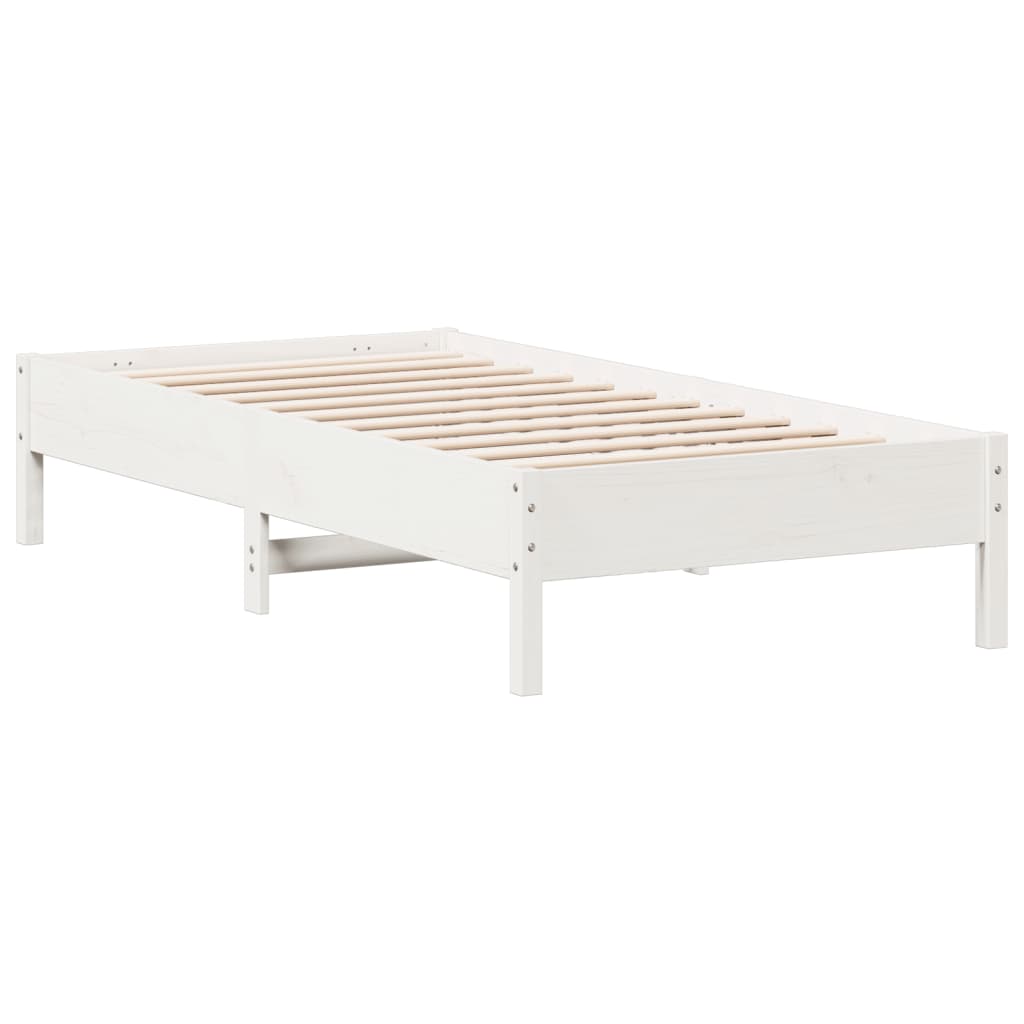 vidaXL Bed Frame | White | Solid pine wood | Single | Modern | Bed Frame