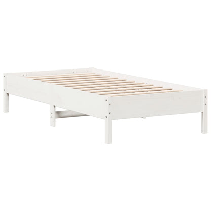 vidaXL Bed Frame | White | Solid pine wood | Single | Modern | Bed Frame