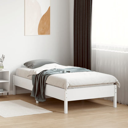 vidaXL Bed Frame | White | Solid pine wood | Single | Modern | Bed Frame