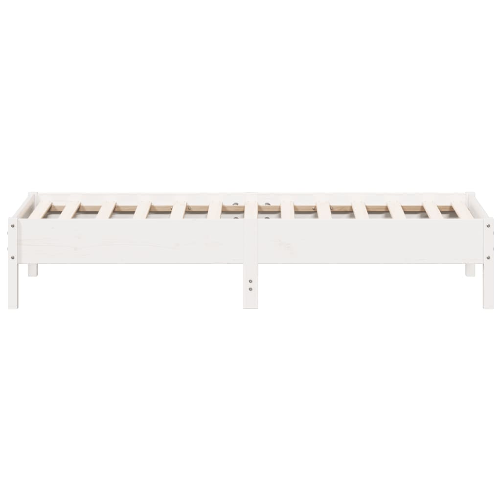 vidaXL Bed Frame | White | Solid pine wood | Single | Modern | Bed Frame