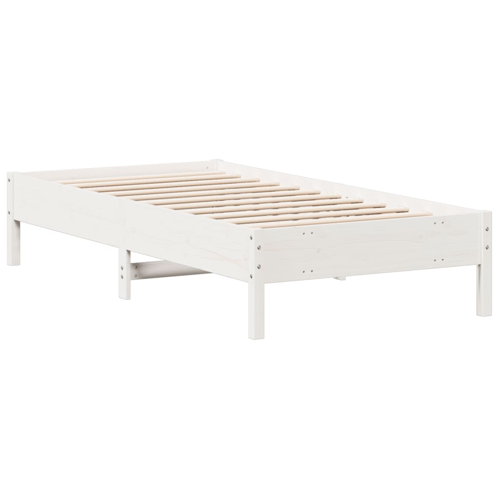 vidaXL Bed Frame | White | Solid pine wood | Single | Modern | Bed Frame