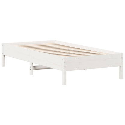 vidaXL Bed Frame | White | Solid pine wood | Single | Modern | Bed Frame