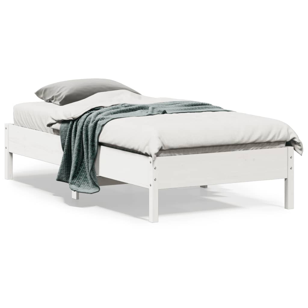 vidaXL Bed Frame | White | Solid pine wood | Single | Modern | Bed Frame
