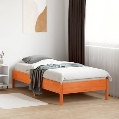 vidaXL Bed Frame | Wax brown | Solid pine wood, Plywood slats | Single | Durable