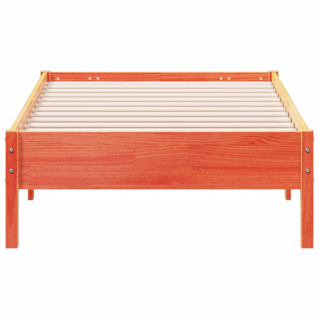 vidaXL Bed Frame | Wax brown | Solid pine wood, Plywood slats | Single | Durable