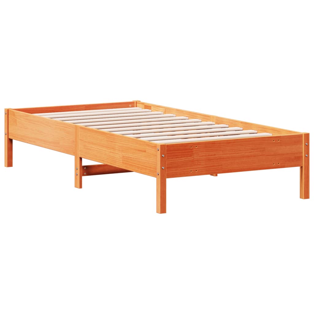 vidaXL Bed Frame | Wax brown | Solid pine wood, Plywood slats | Single | Durable