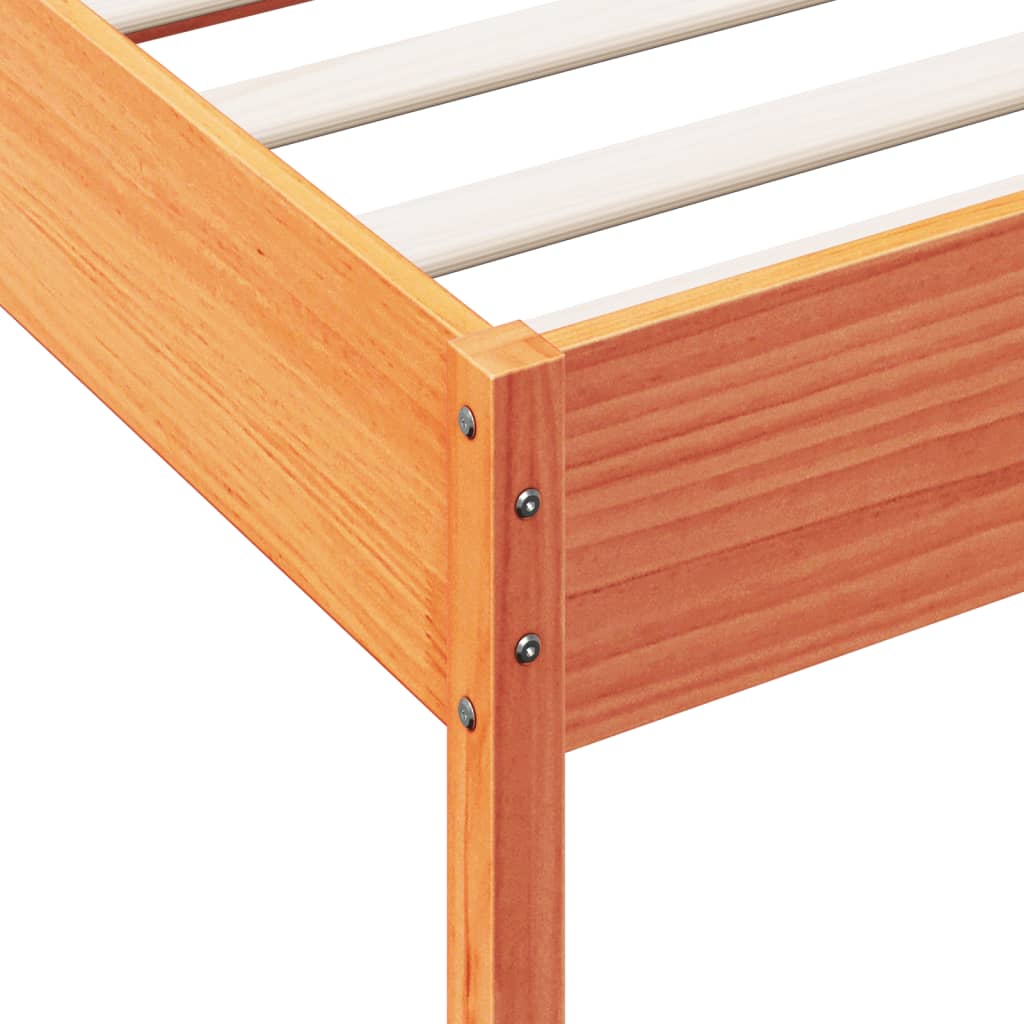 vidaXL Bed Frame | Wax brown | Solid pine wood, Plywood slats | Single | Durable