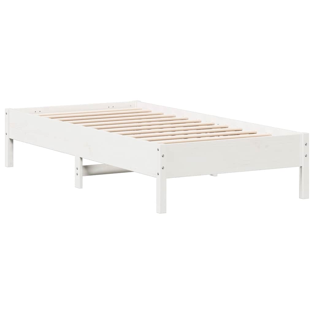 vidaXL Bed Frame | White | Solid Pine Wood, Plywood | Small Single | Simple