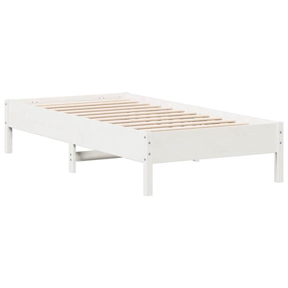 vidaXL Bed Frame | White | Solid Pine Wood, Plywood | Small Single | Simple