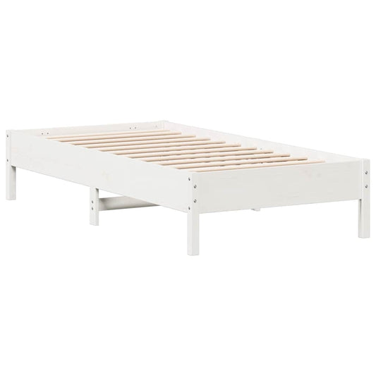 vidaXL Bed Frame | White | Solid Pine Wood, Plywood | Small Single | Simple