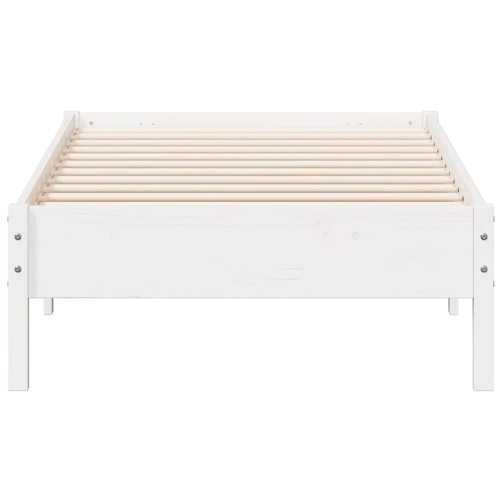 vidaXL Bed Frame | White | Solid Pine Wood, Plywood | Small Single | Simple