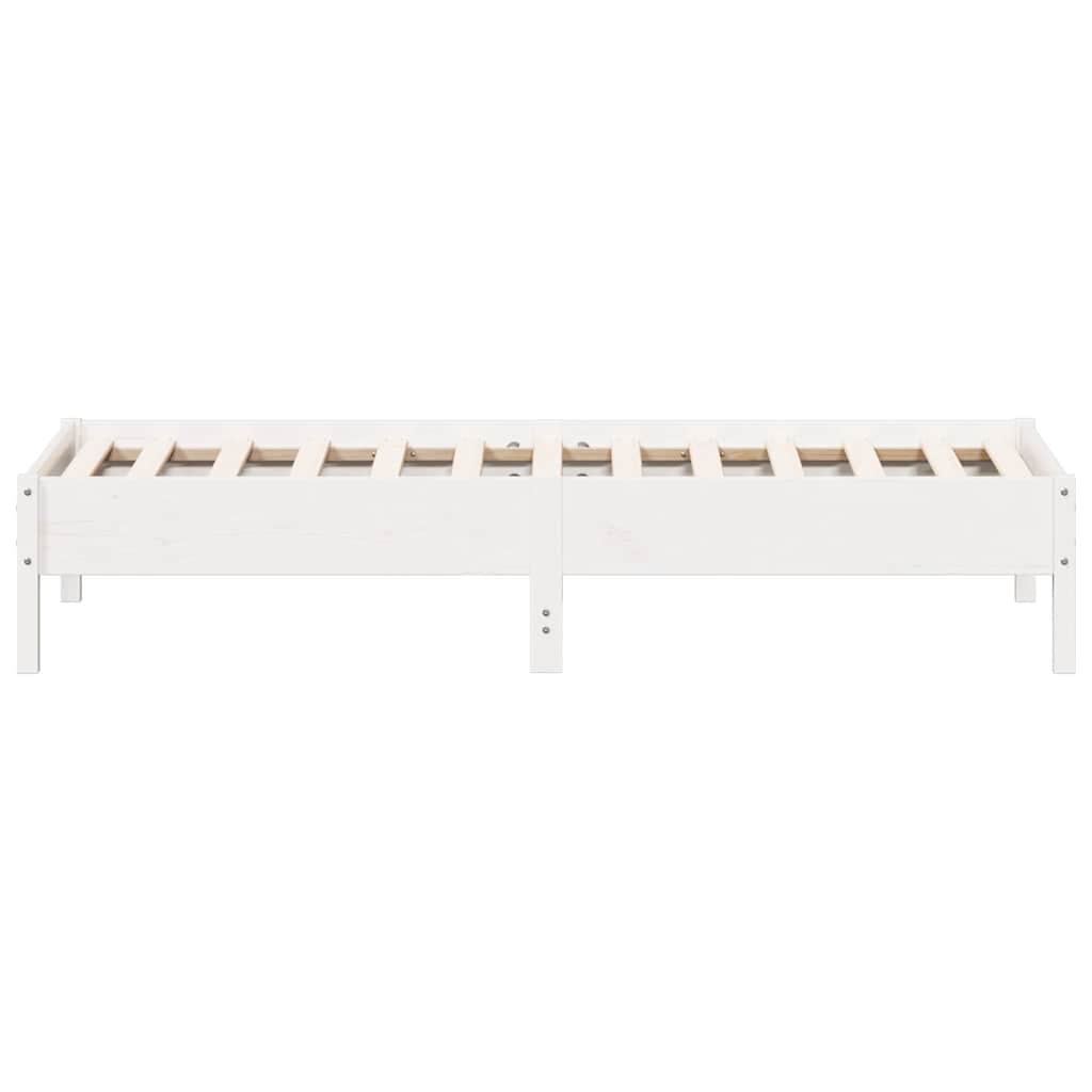 vidaXL Bed Frame | White | Solid Pine Wood, Plywood | Small Single | Simple