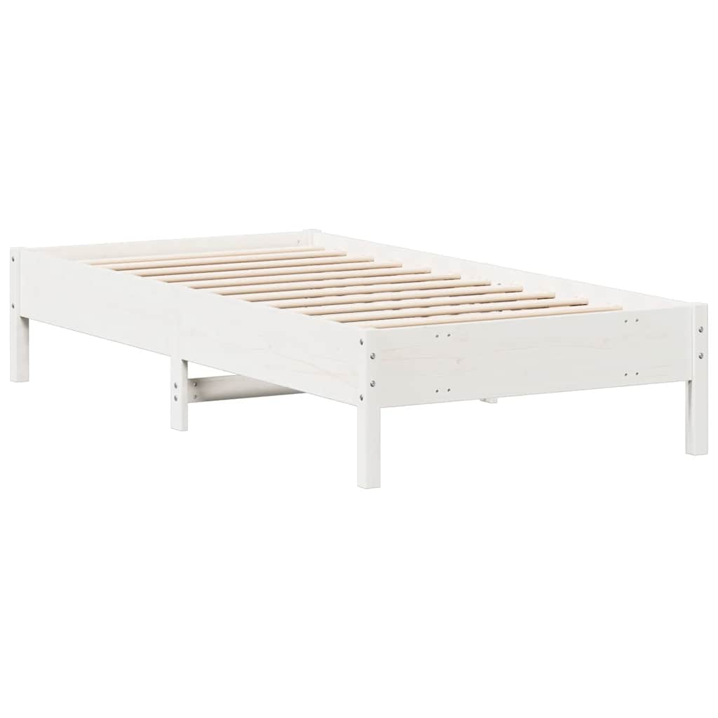 vidaXL Bed Frame | White | Solid Pine Wood, Plywood | Small Single | Simple