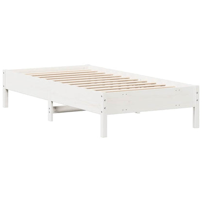 vidaXL Bed Frame | White | Solid Pine Wood, Plywood | Small Single | Simple