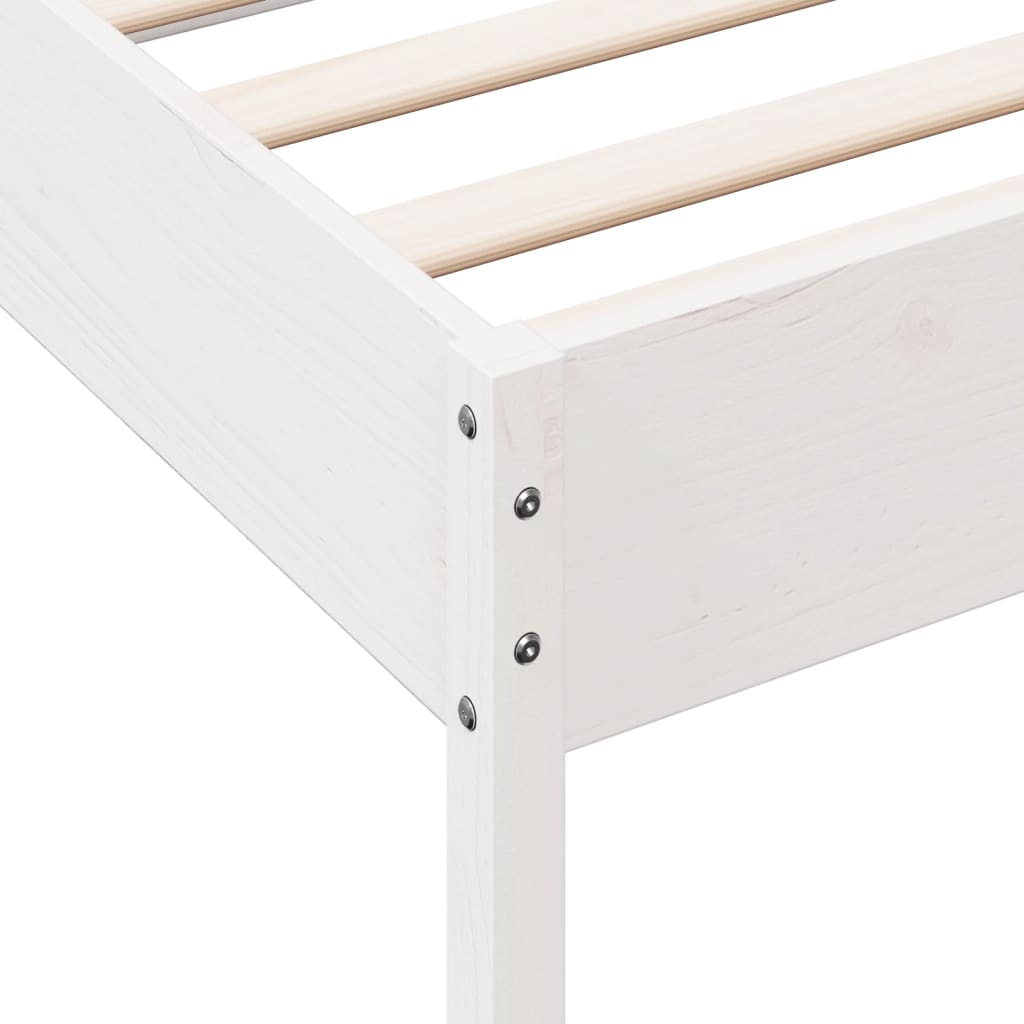 vidaXL Bed Frame | White | Solid Pine Wood, Plywood | Small Single | Simple