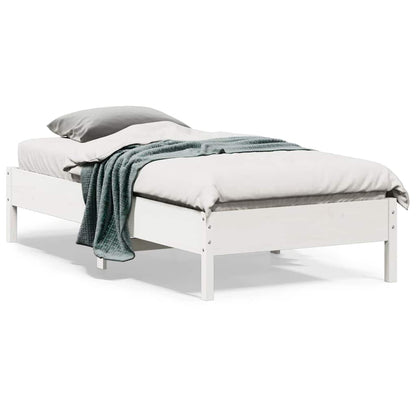 vidaXL Bed Frame | White | Solid Pine Wood, Plywood | Small Single | Simple