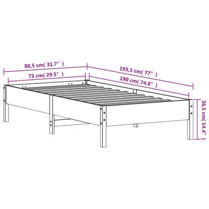 vidaXL Bed Frame | Wax brown | Solid pine wood | Small Single | Durable
