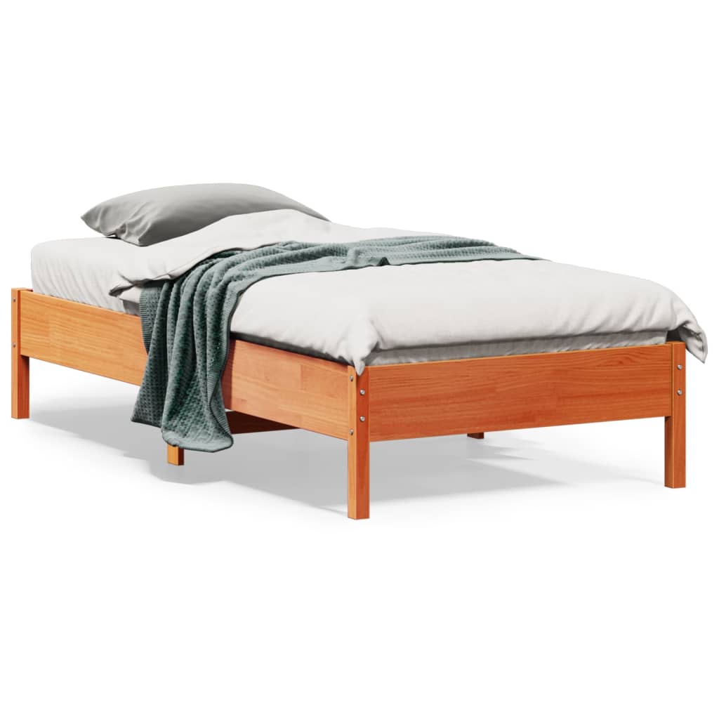 vidaXL Bed Frame | Wax brown | Solid pine wood | Small Single | Durable