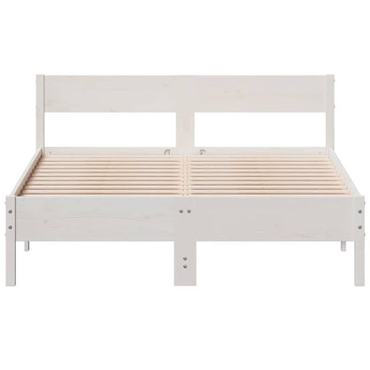 vidaXL Bed Frame without Mattress White 150x200 cm King Size Solid Wood Pine