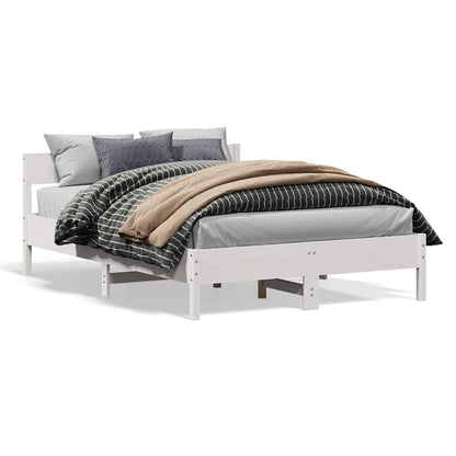 vidaXL Bed Frame without Mattress White 150x200 cm King Size Solid Wood Pine