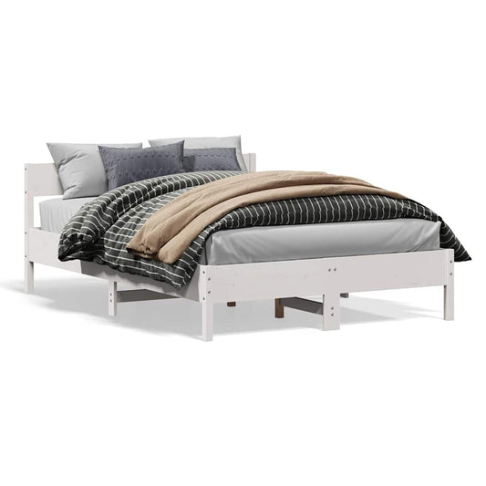 vidaXL Bed Frame without Mattress White 150x200 cm King Size Solid Wood Pine