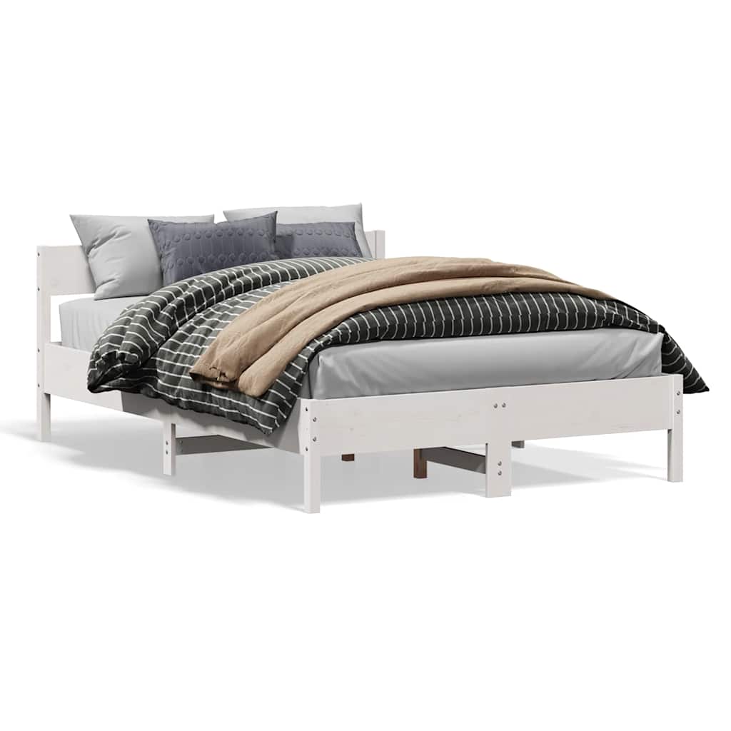 vidaXL Bed Frame without Mattress White 140x200 cm Solid Wood Pine