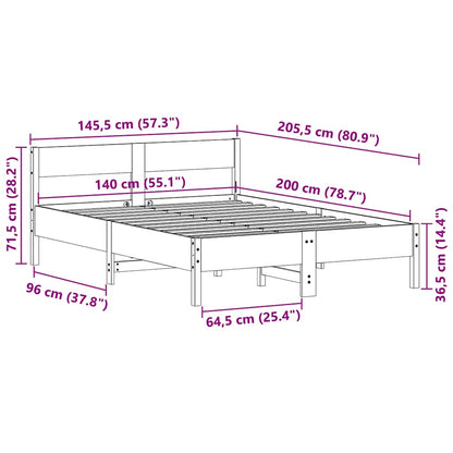 vidaXL Bed Frame without Mattress White 140x200 cm Solid Wood Pine