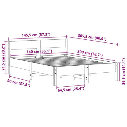 vidaXL Bed Frame without Mattress Wax Brown 140x200 cm Solid Wood Pine