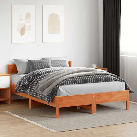 vidaXL Bed Frame without Mattress Wax Brown 120x200 cm Solid Wood Pine
