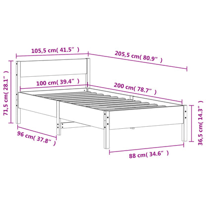 vidaXL Bed Frame without Mattress White 100x200 cm Solid Wood Pine