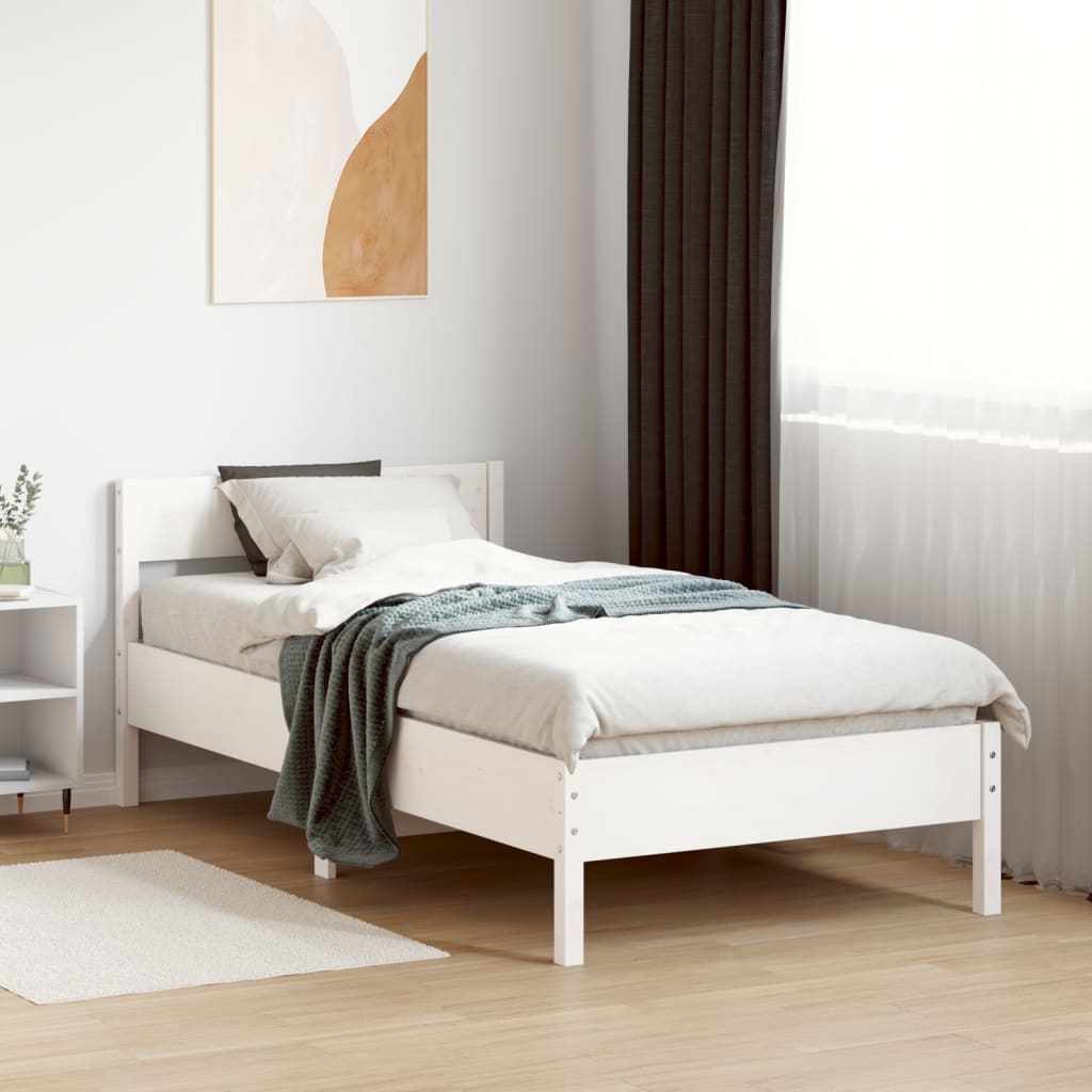 vidaXL Bed Frame without Mattress White 100x200 cm Solid Wood Pine