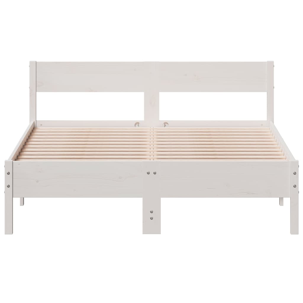 vidaXL Bed Frame without Mattress White 135x190 cm Double Solid Wood Pine
