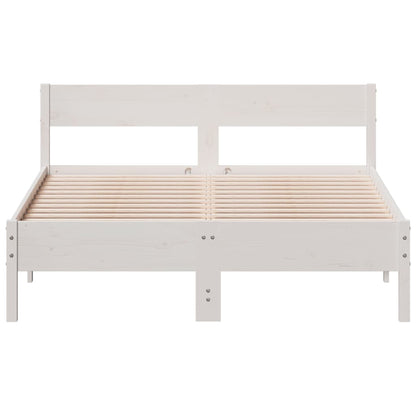 vidaXL Bed Frame without Mattress White 135x190 cm Double Solid Wood Pine