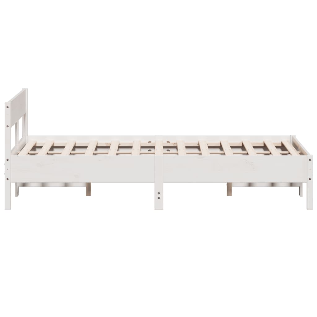 vidaXL Bed Frame without Mattress White 135x190 cm Double Solid Wood Pine