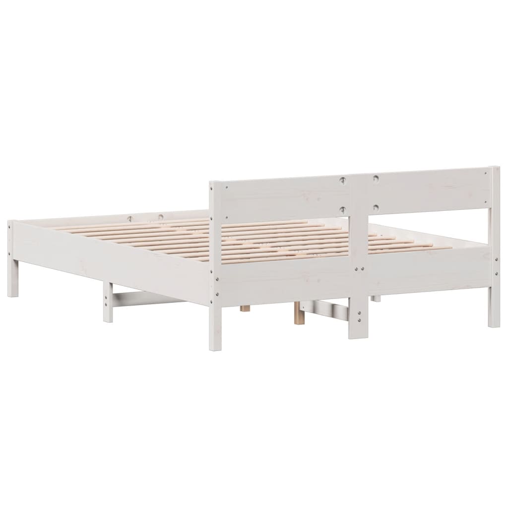 vidaXL Bed Frame without Mattress White 135x190 cm Double Solid Wood Pine