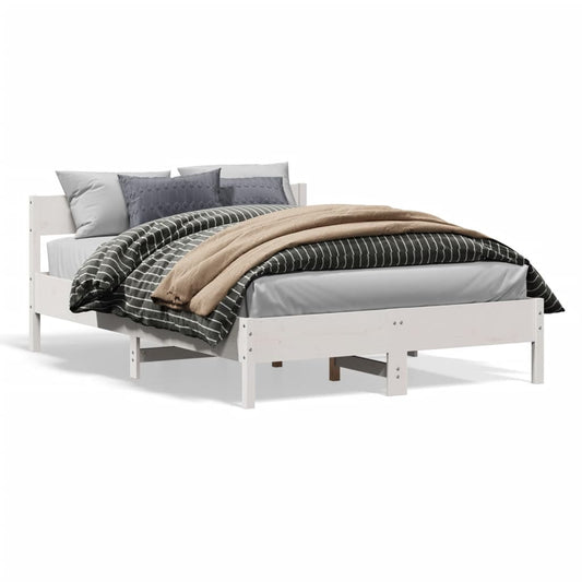 vidaXL Bed Frame without Mattress White 120x190 cm Small Double Solid Wood Pine