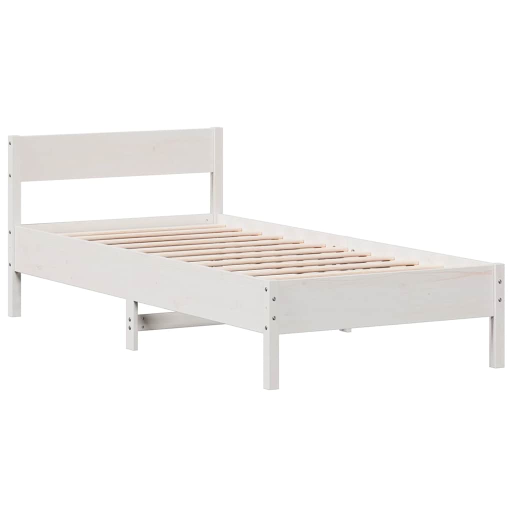 vidaXL Bed Frame without Mattress White 90x190 cm Single Solid Wood Pine