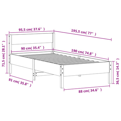 vidaXL Bed Frame without Mattress White 90x190 cm Single Solid Wood Pine