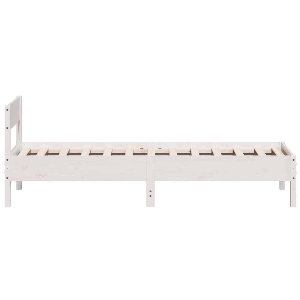 vidaXL Bed Frame without Mattress White 75x190 cm Small Single Solid Wood Pine
