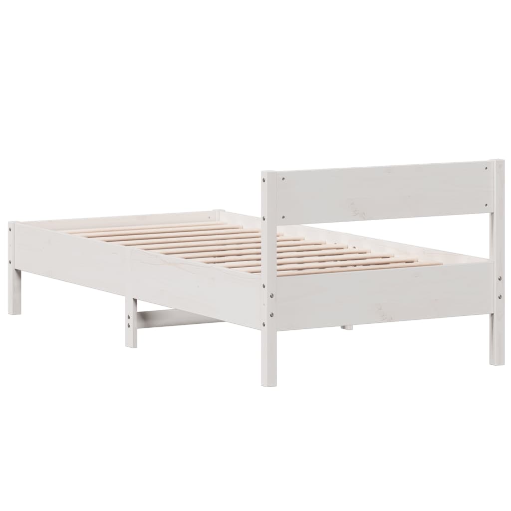 vidaXL Bed Frame without Mattress White 75x190 cm Small Single Solid Wood Pine