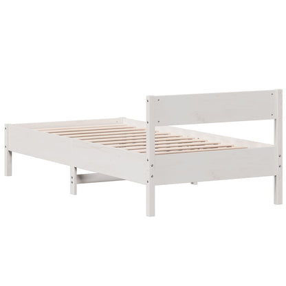 vidaXL Bed Frame without Mattress White 75x190 cm Small Single Solid Wood Pine
