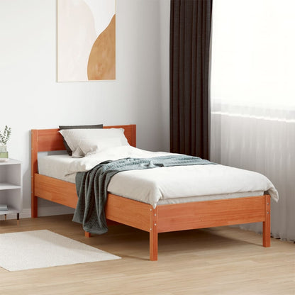 vidaXL Bed Frame without Mattress Wax Brown 75x190 cm Small Single Solid Wood Pine