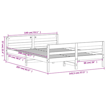 vidaXL Bed Frame without Mattress 140x200 cm Solid Wood Pine